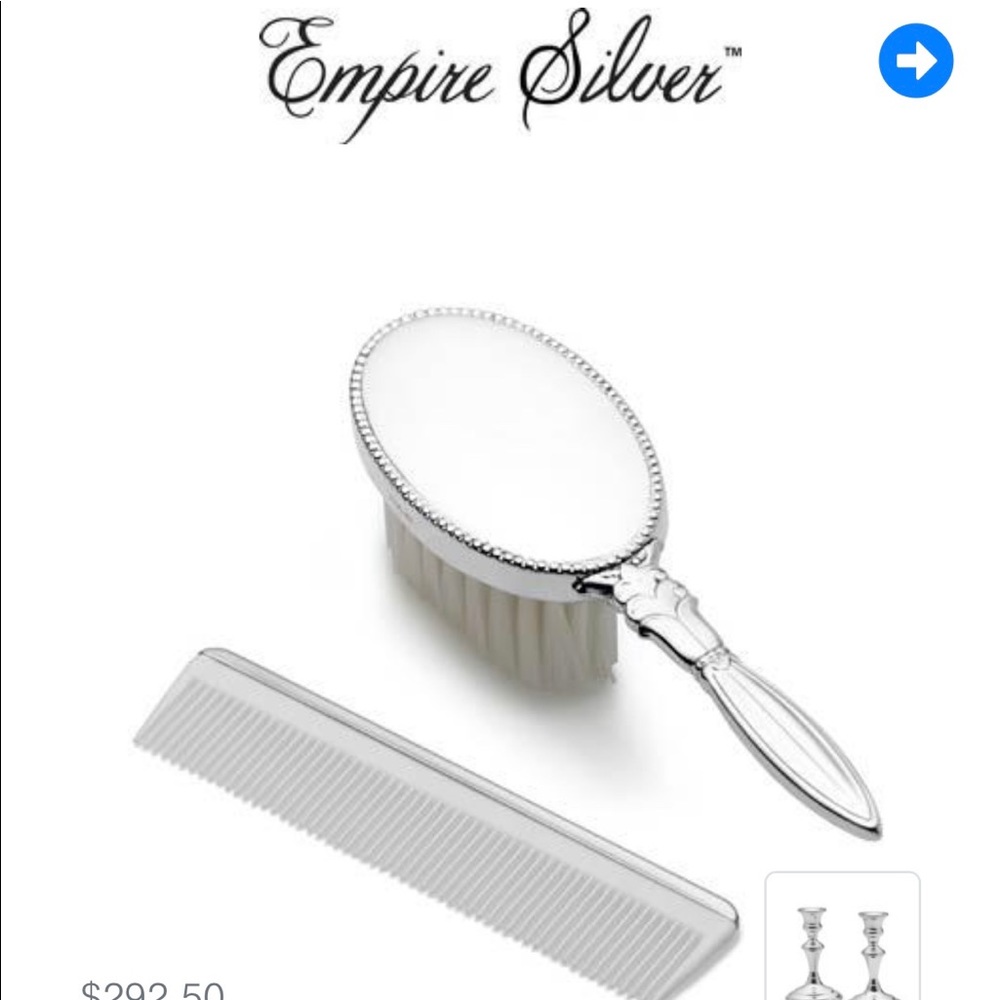 Empire sterling silver baby comb and brush